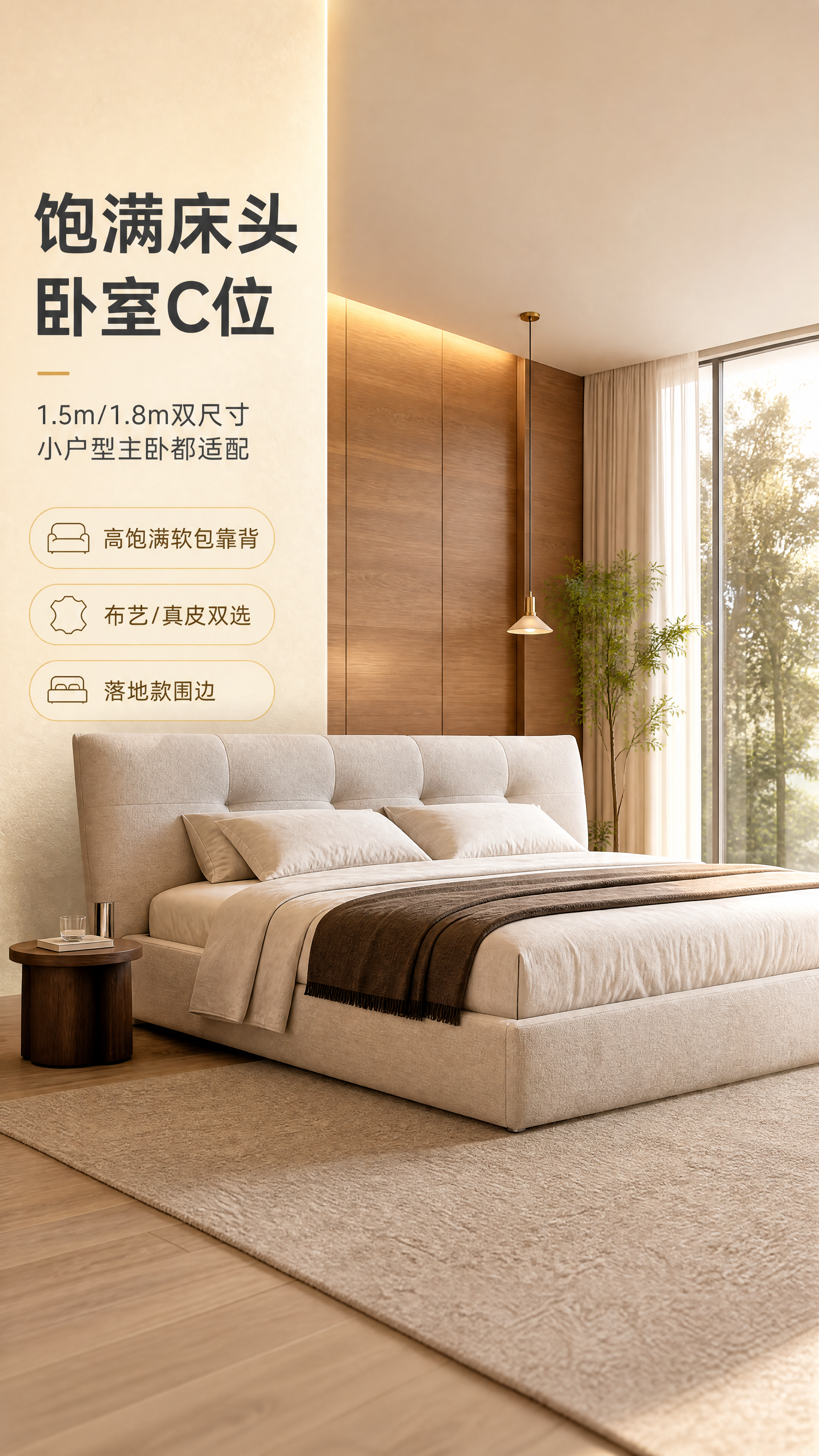 [商品] 使用【图1】现代简约软包床头双人床；保留床头高饱满软… - 图片创意预览