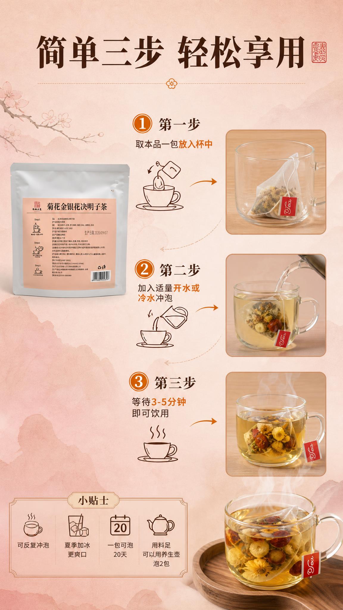 [商品] 使用【图3】产品背面冲泡步骤图和【图4】茶包图；保留… - 图片创意预览