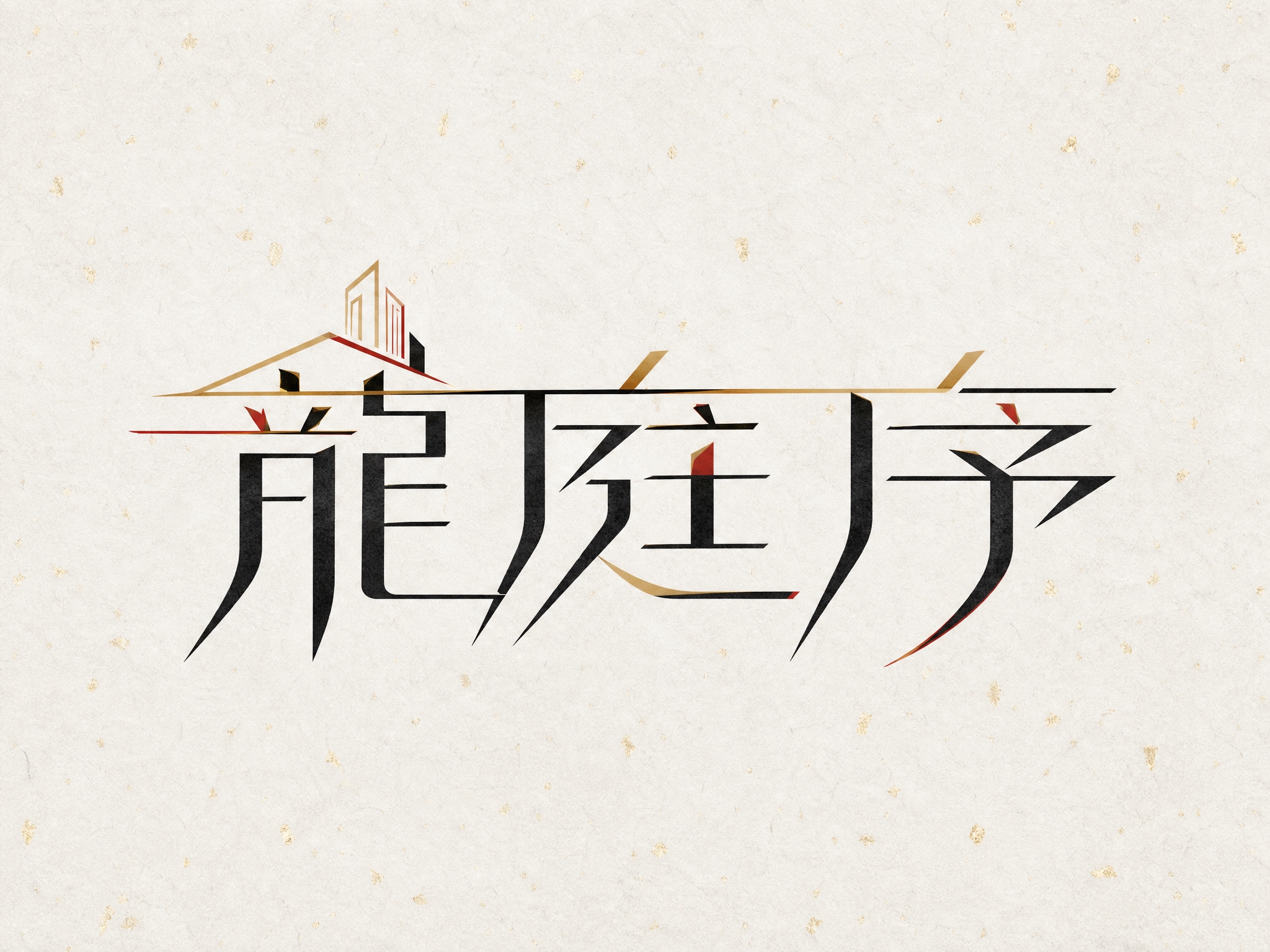 墨黑色主体文字，宣纸白背景，背景采用淡雅洒金工艺（细密金色碎箔… - 图片创意预览