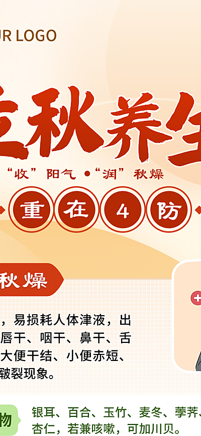 秋季养生立秋节气养生长图海报