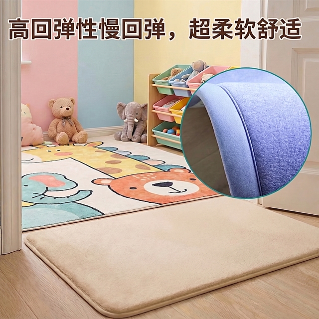 将图中顶部英文High resilience & slow rebound Ultra-soft comfort替换为中文：高回弹性慢回弹，超柔软舒适，保持字体、颜色、排版位置不变，其余画面内容不变