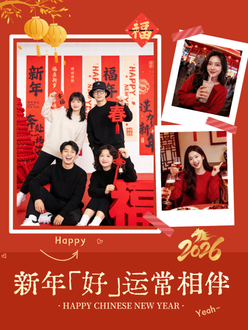 新春春节拼团晒照分享小红书封面预览效果
