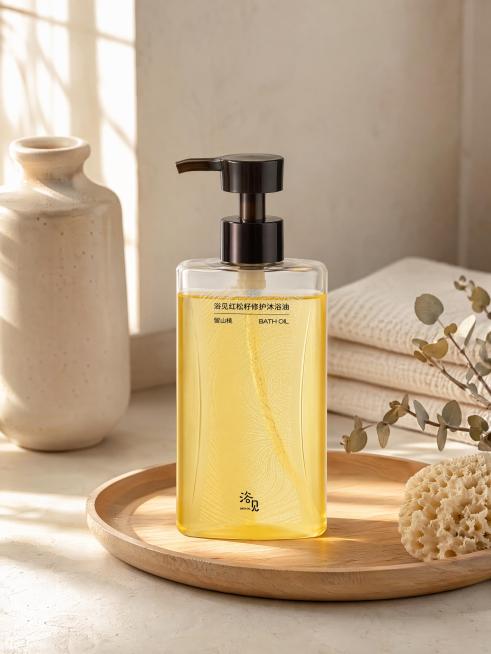 沐浴油严格参照上传产品图https://gdesign-dam-hz.dancf.com/37143078417849407/b0a794e2e9344f21abdfc4b4a6c313f7.png，预览效果
