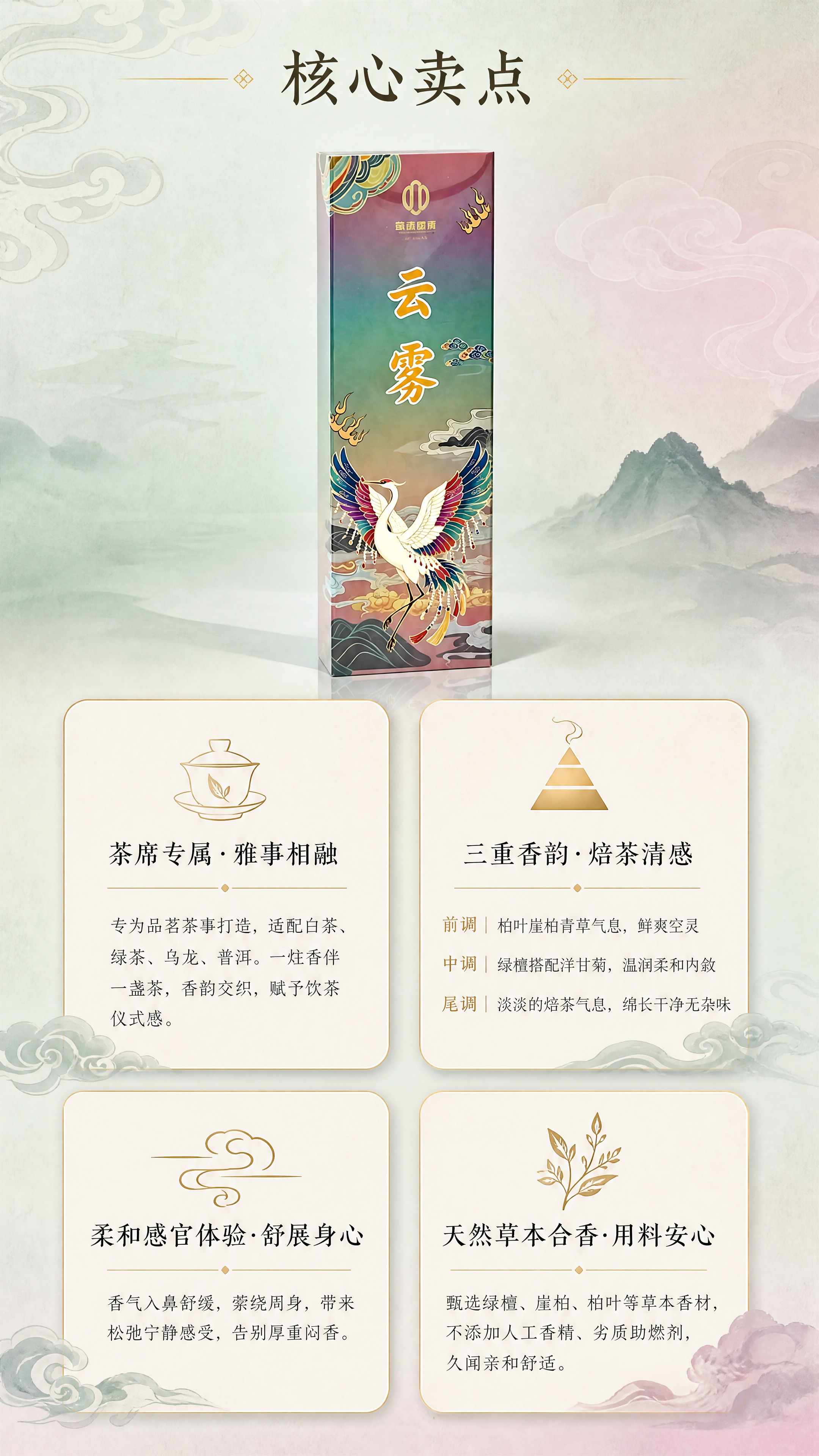 [商品] 使用【图1】云雾文人线香长盒包装；保留包装盒全部外观… - 图片创意预览