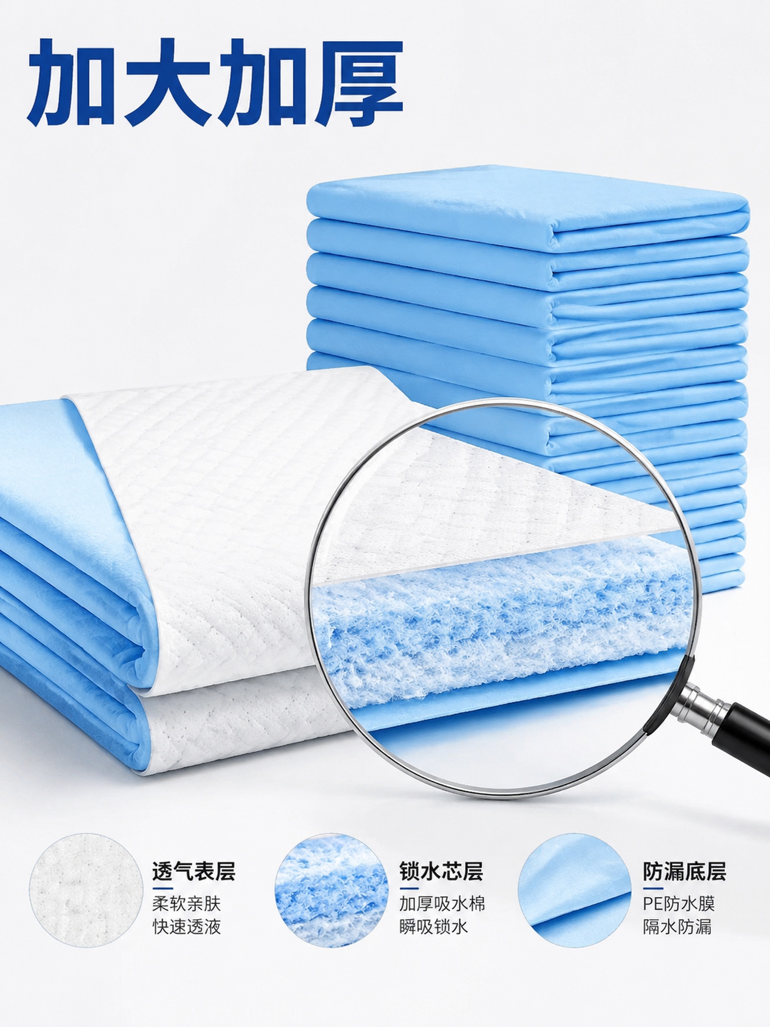[卖点主图-2] 成人护理垫加厚材质卖点展示。 [氛围风格]… - 图片创意预览