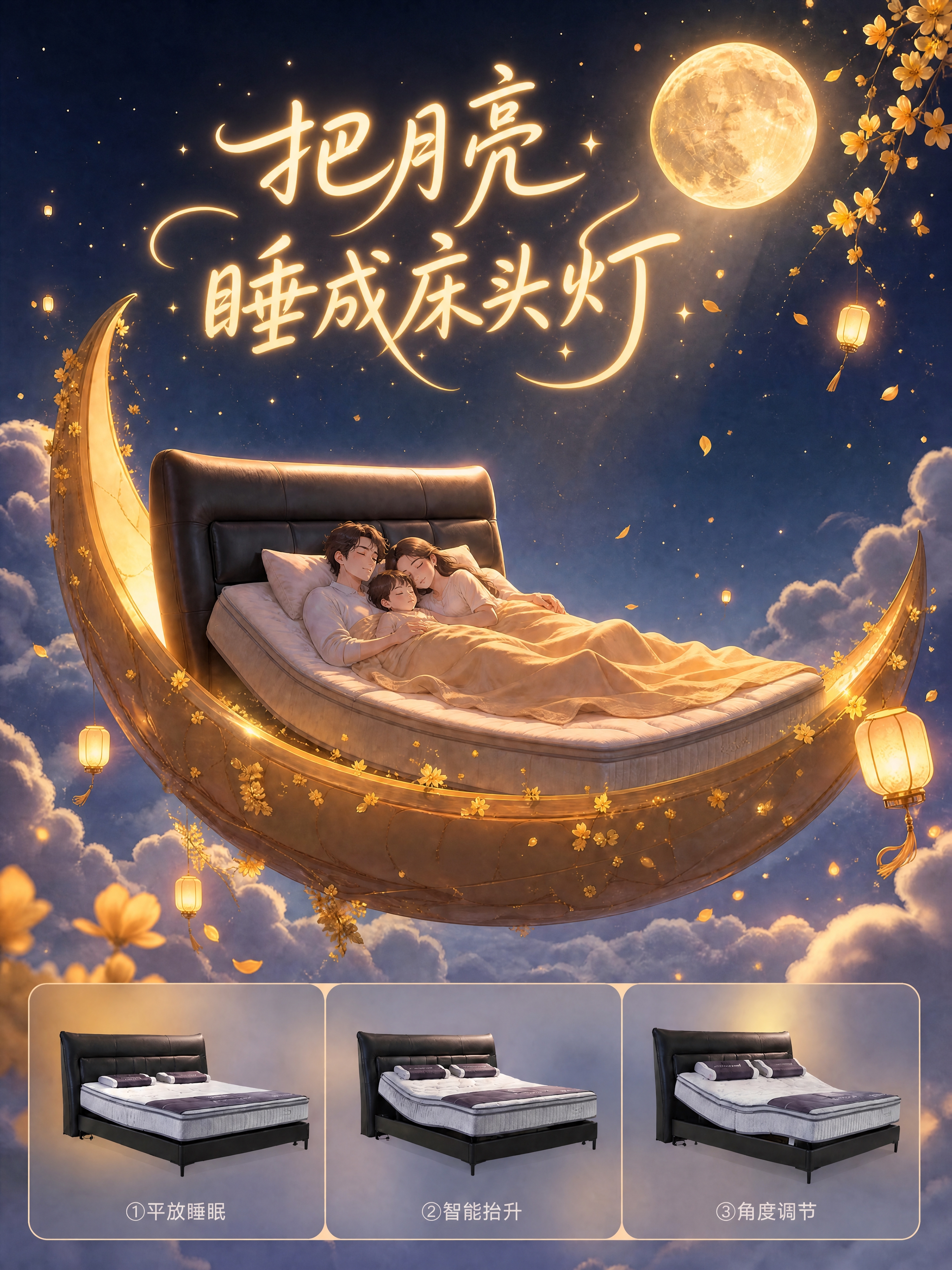图生图加字：基于参考图159（月亮船中秋海报），仅在顶部留白区… - 图片创意预览