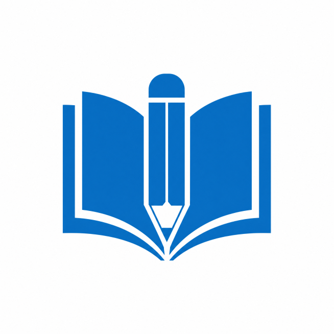 设计一款教育行业简约风格LOGO，主体结合书本和铅笔元素，采用蓝色和白色配色，简洁大气，无多余装饰，具有高辨识度，适合校园社团使用，高清矢量图风格预览效果