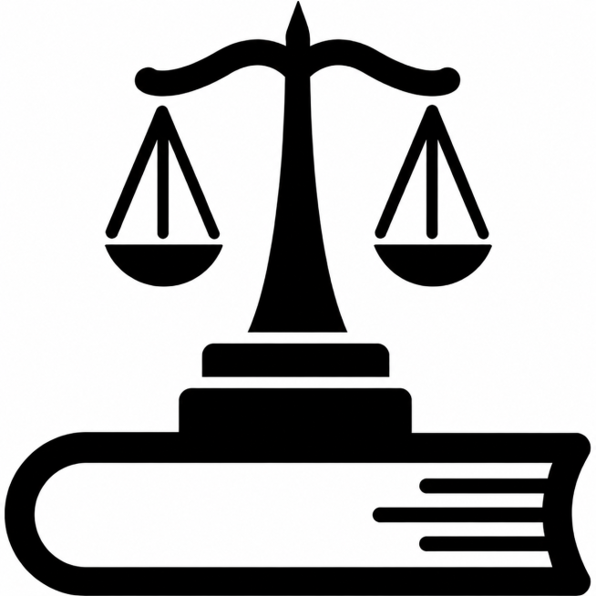 去除图片上的水印，保留原图黑色天平放在法典上的图标设计和白色背景风格，保持线条和形状不变预览效果
