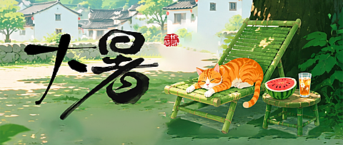 大暑节气祝福小清新感西瓜公众号首图
