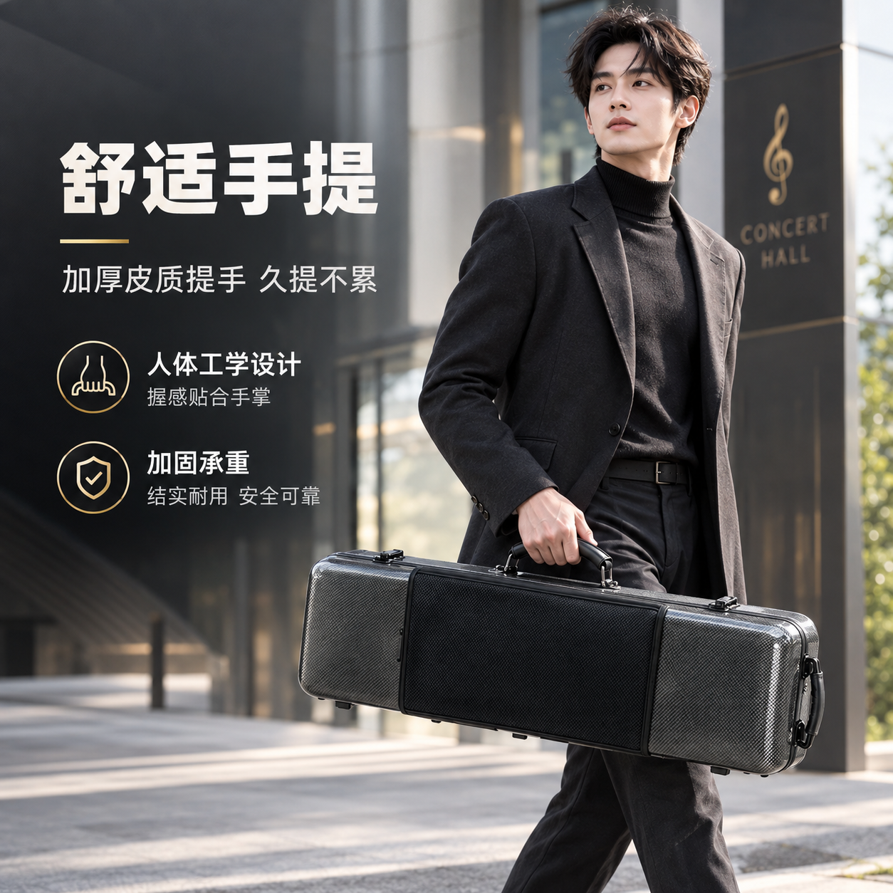 [商品] 使用【图1】深灰碳纤维纹方形中提琴盒；保留方形硬壳结… - 图片创意预览