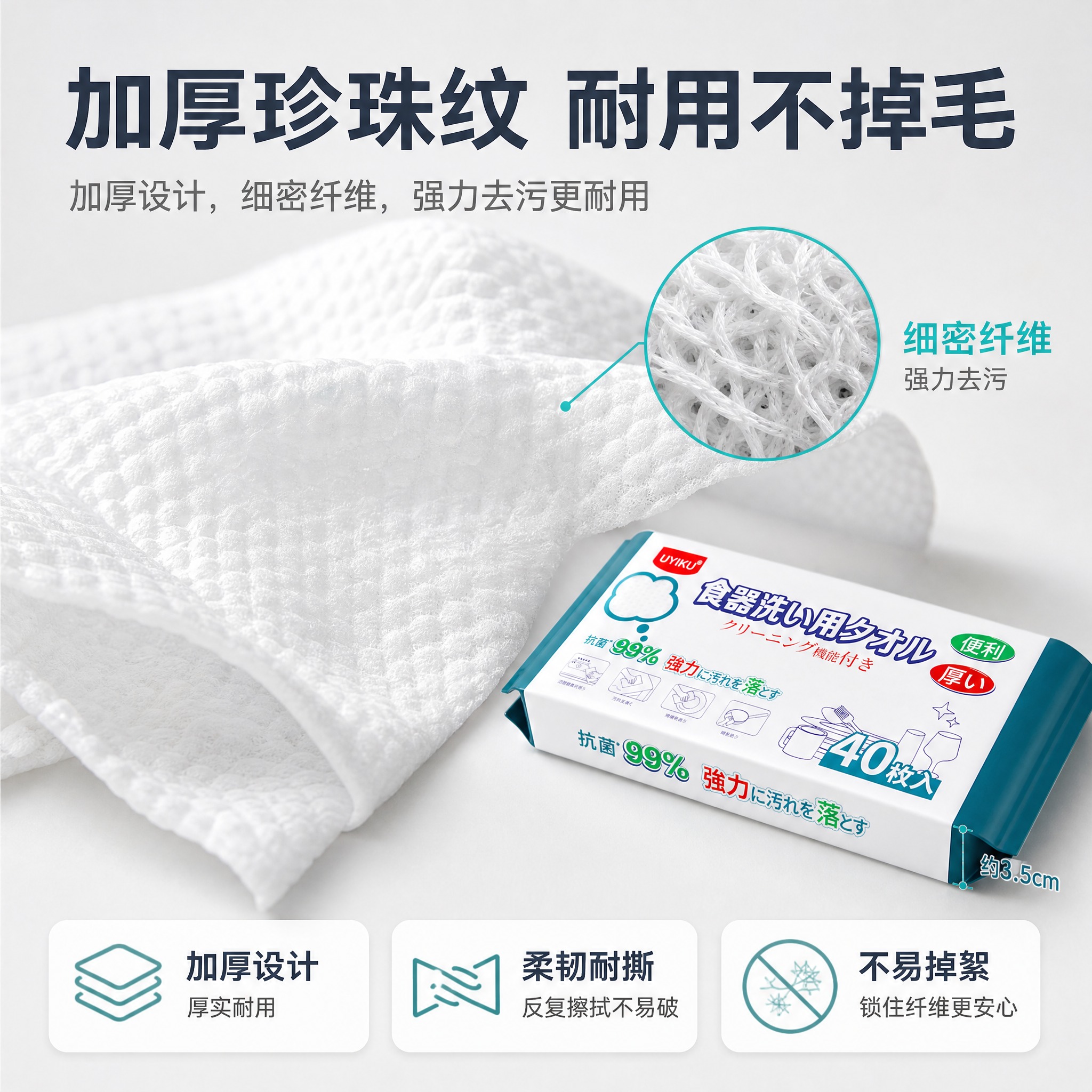 [主图-3] 材质细节与品质，加厚洗碗巾纤维纹理特写。 [统一… - 图片创意预览