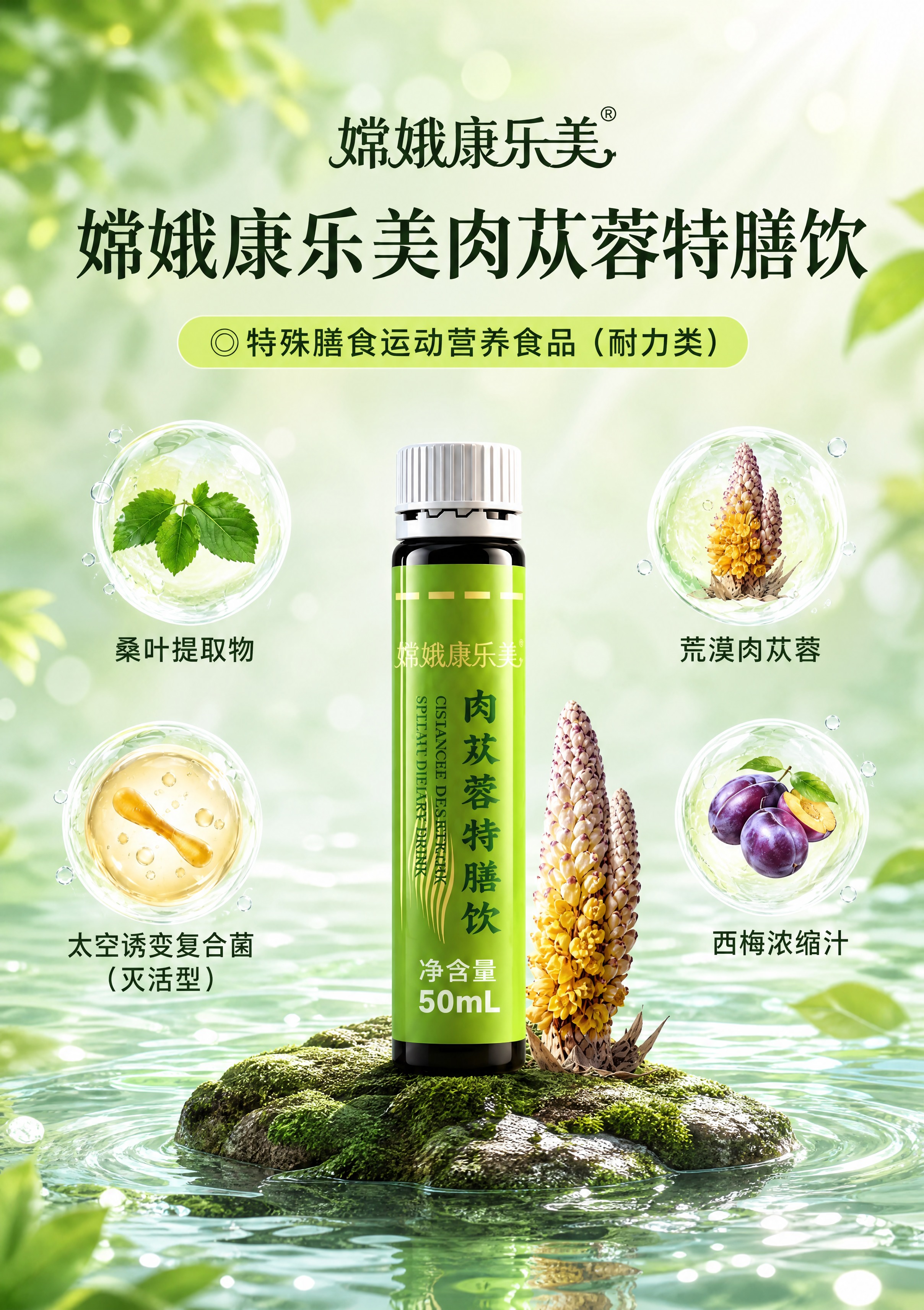 [商品] 使用【图6】嫦娥康乐美肉苁蓉特膳饮绿色口服液瓶；保留… - 图片创意预览