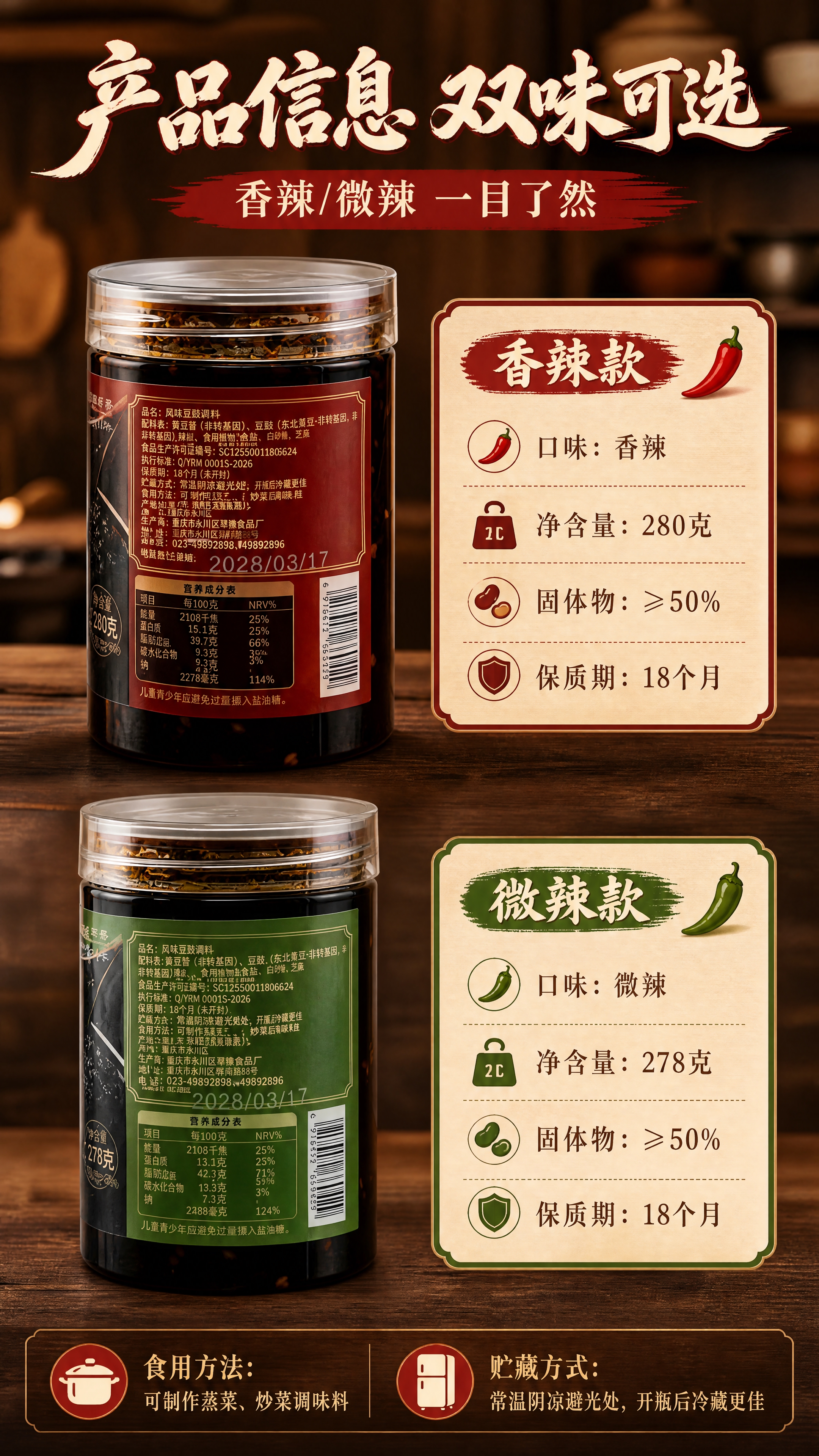 [商品] 使用【图1】香辣款（红标，280克）和【图2】微辣款… - 图片创意预览