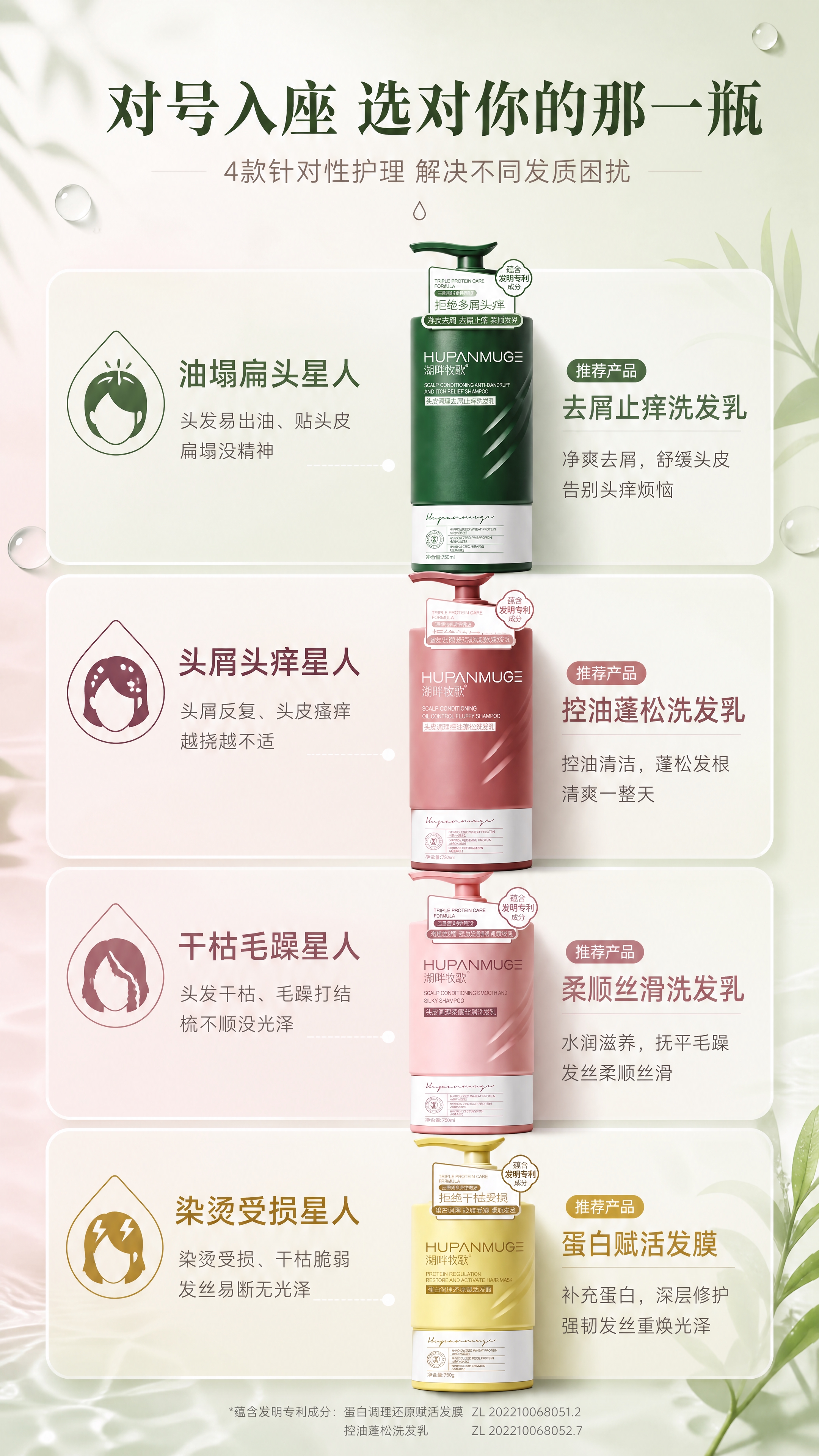 [商品] 使用【图1】四款产品分别对应4种发质困扰；保留每款瓶… - 图片创意预览