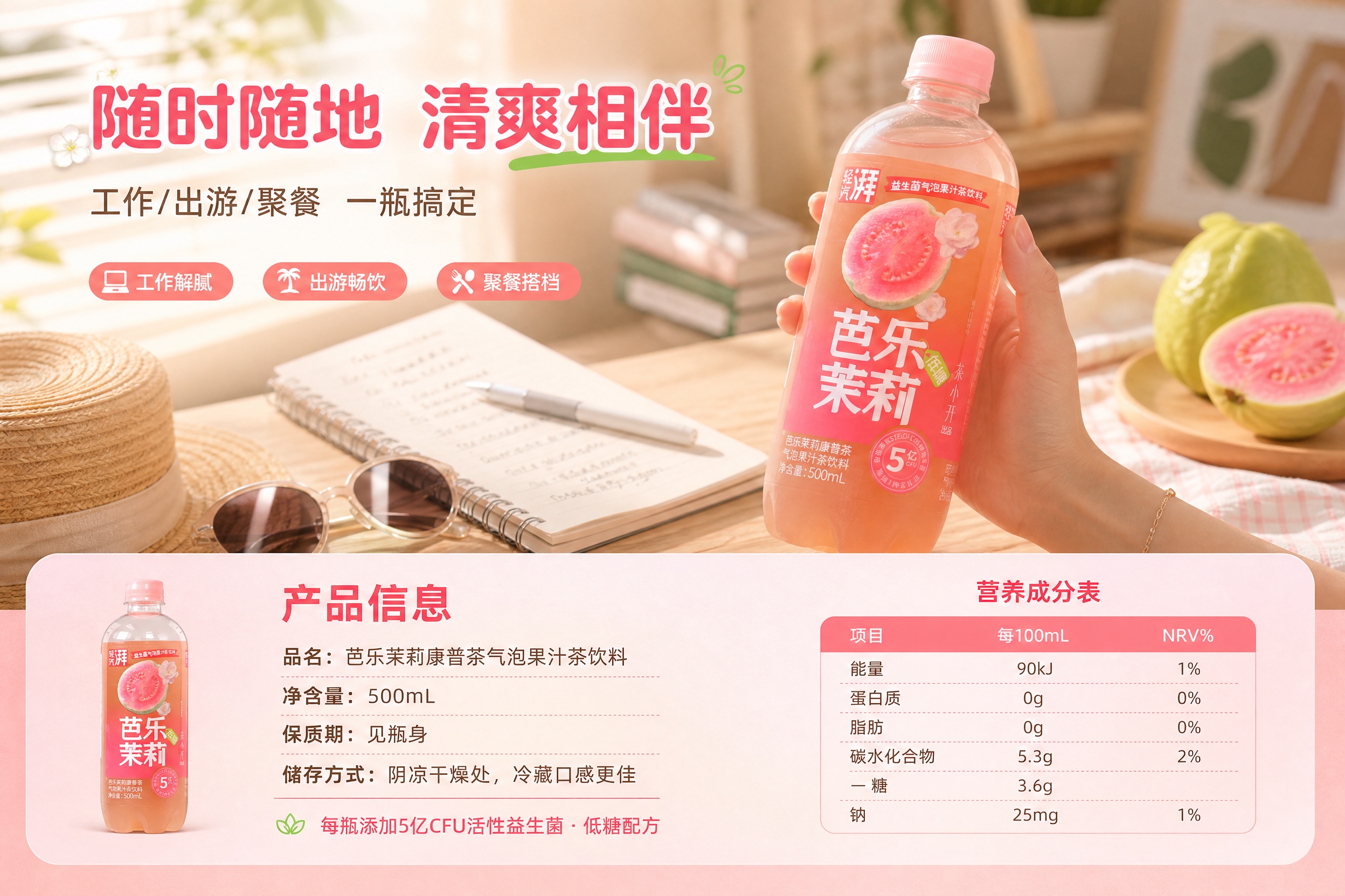 [商品] 使用【图1】轻汽湃芭乐茉莉益生菌气泡果汁茶饮料；保留… - 图片创意预览