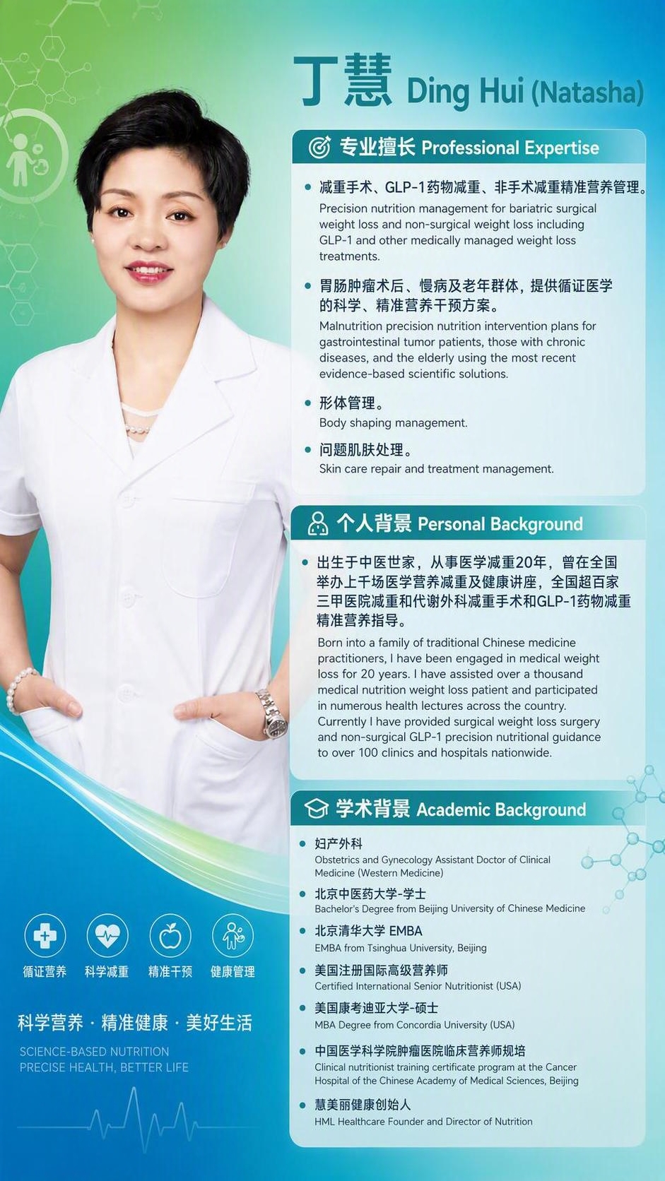 将这张个人简介海报的背景颜色替换为指定的蓝绿色系，使用色值 #… - 图片创意预览