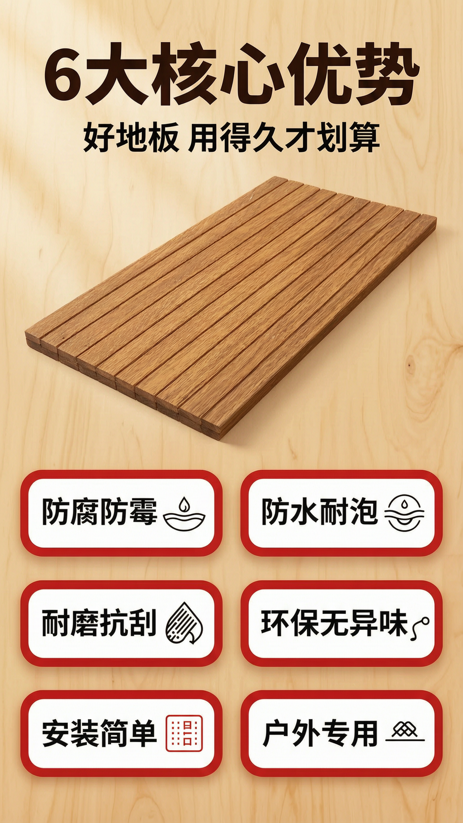 [商品] 使用【图1】高耐重竹户外地板（菠萝格色，竖条纹槽面，… - 图片创意预览