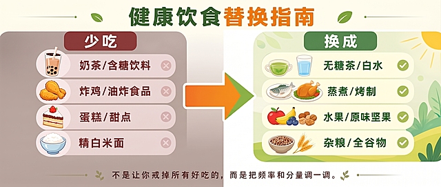 “健康饮食替换指南”字体太大了，变成现在的2/3大小
