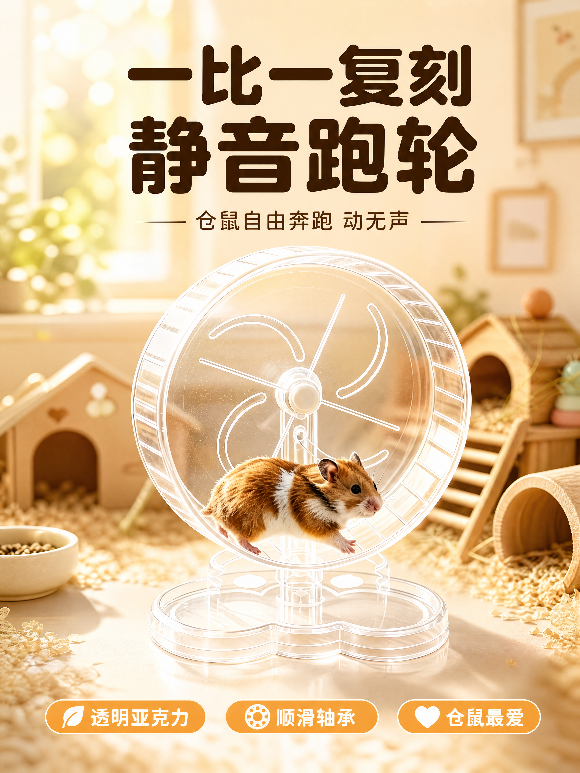 [商品] 使用【图1】透明亚克力仓鼠跑轮；保留透明跑轮主体、支… - 图片创意预览