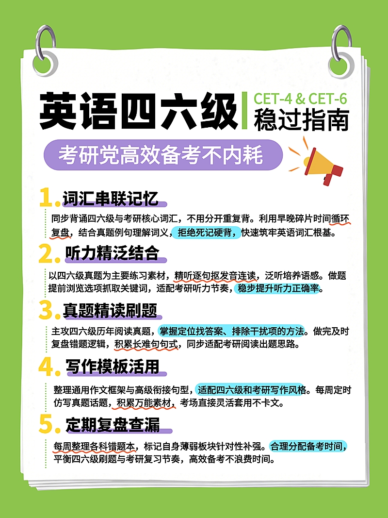 英语四六级通关指南小红书封面