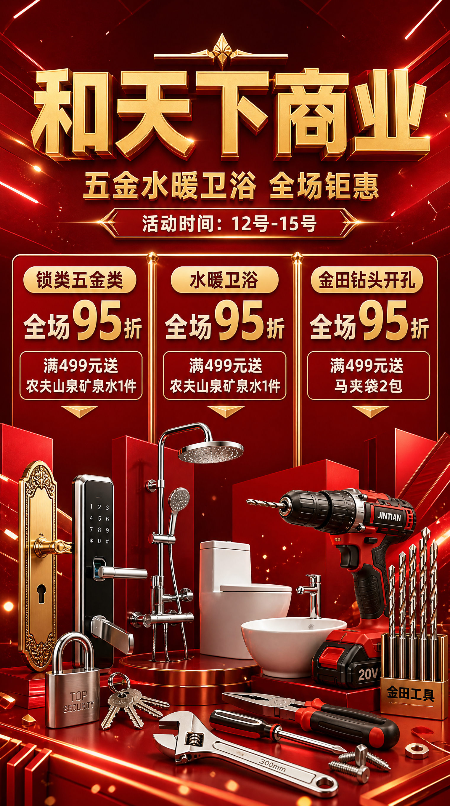 一张立体高级的红色主题商业促销海报，9:16竖版，2K超高清。… - 图片创意预览
