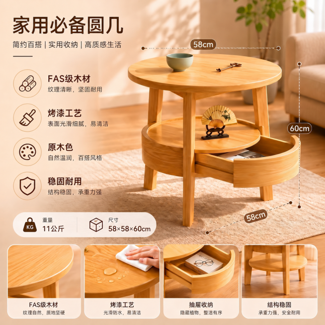 仅将原图最右侧竖向标注的尺寸从58cm改为60cm，保留其他所有图文信息、排版和风格不变预览效果