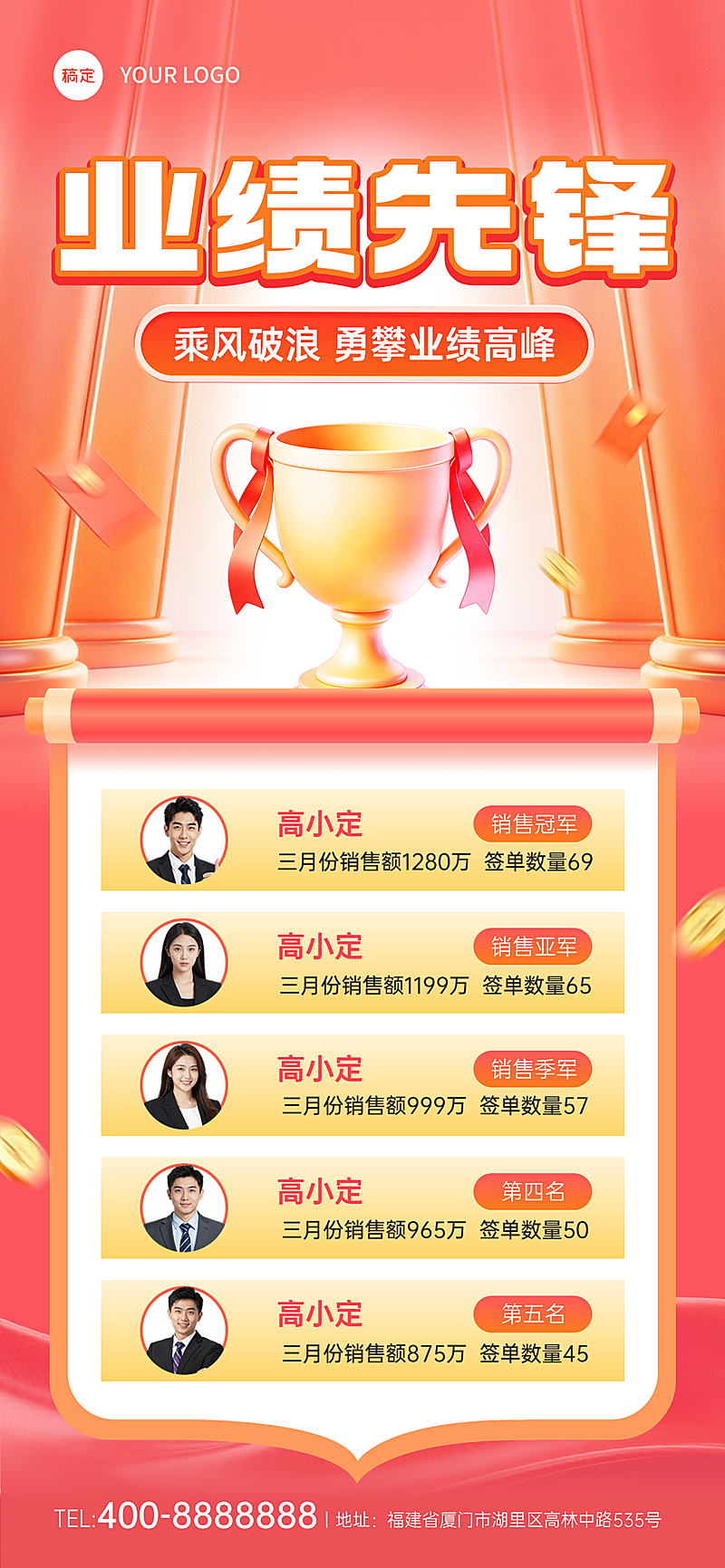 金融业绩喜报排行榜宣传海报