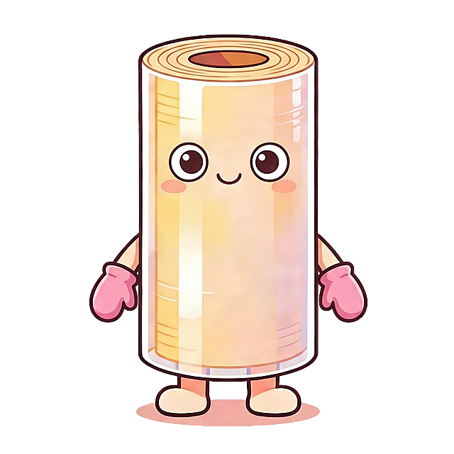 模仿参考图的画风，生成卷膜卡通人物，眼神端正不转悠，戴着粉色手套，1:1尺寸