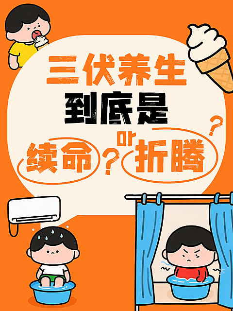 三伏天养生科普分享可爱卡通风小红书封面