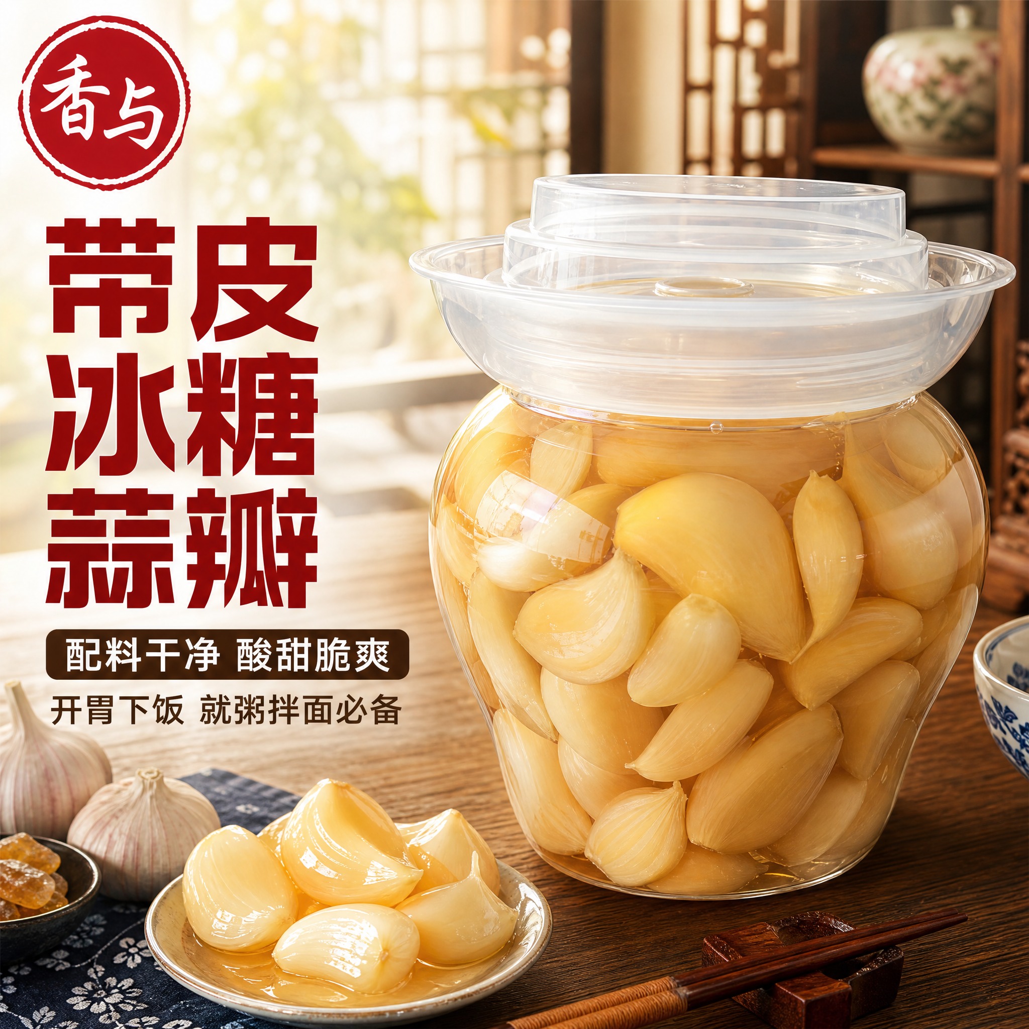[主图-1] 首图点击率 带皮冰糖蒜瓣 食欲诱惑 拼多多风格大… - 图片创意预览