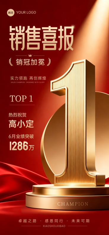 创意大气简约风企业销售业绩喜报表彰全屏竖版海报预览效果