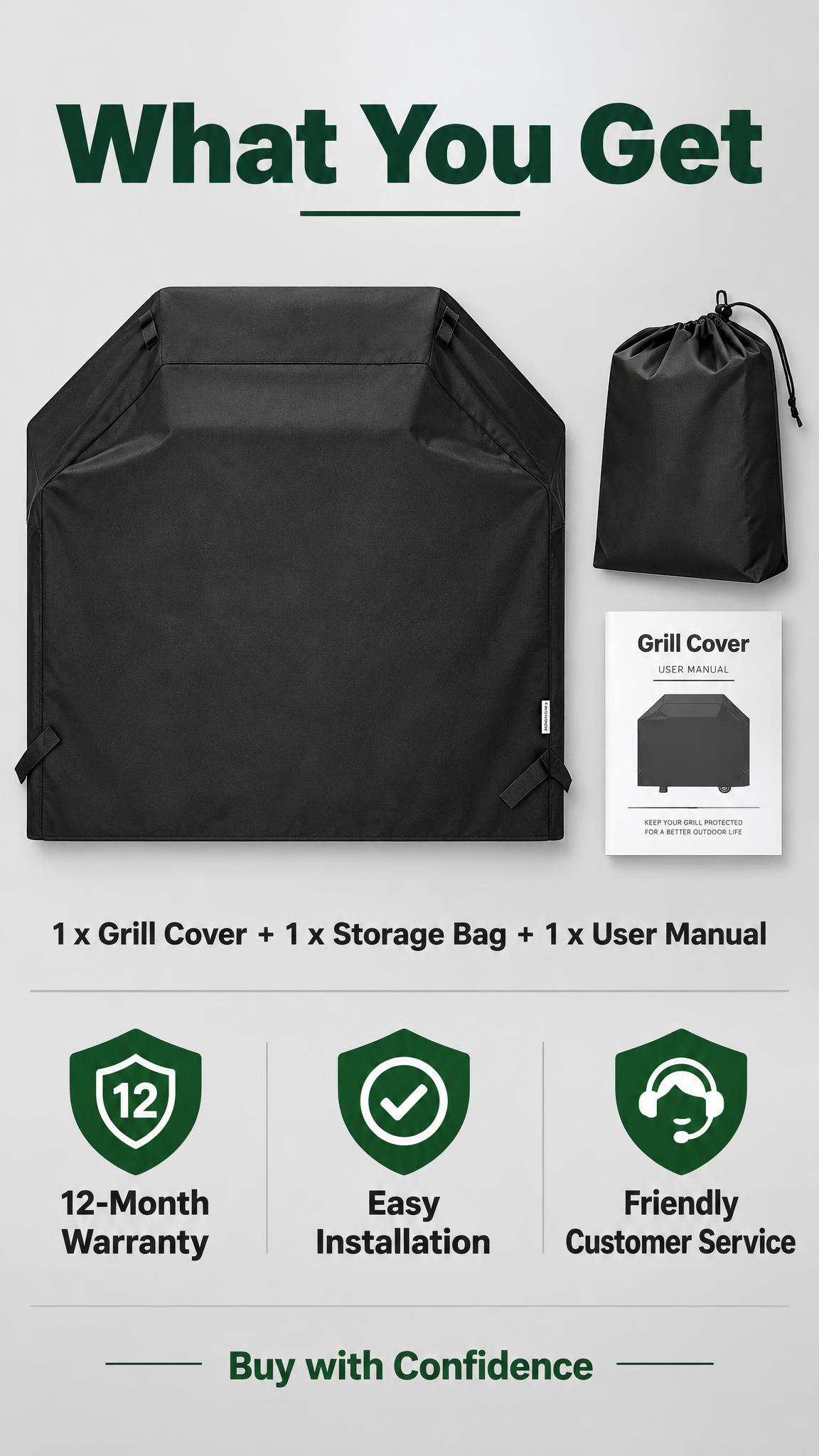 [主图-10] 烧烤罩 Grill Cover 包装清单与服务… - 图片创意预览