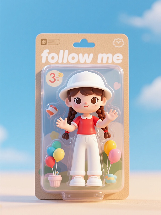 盒子上部有文字“follow me”