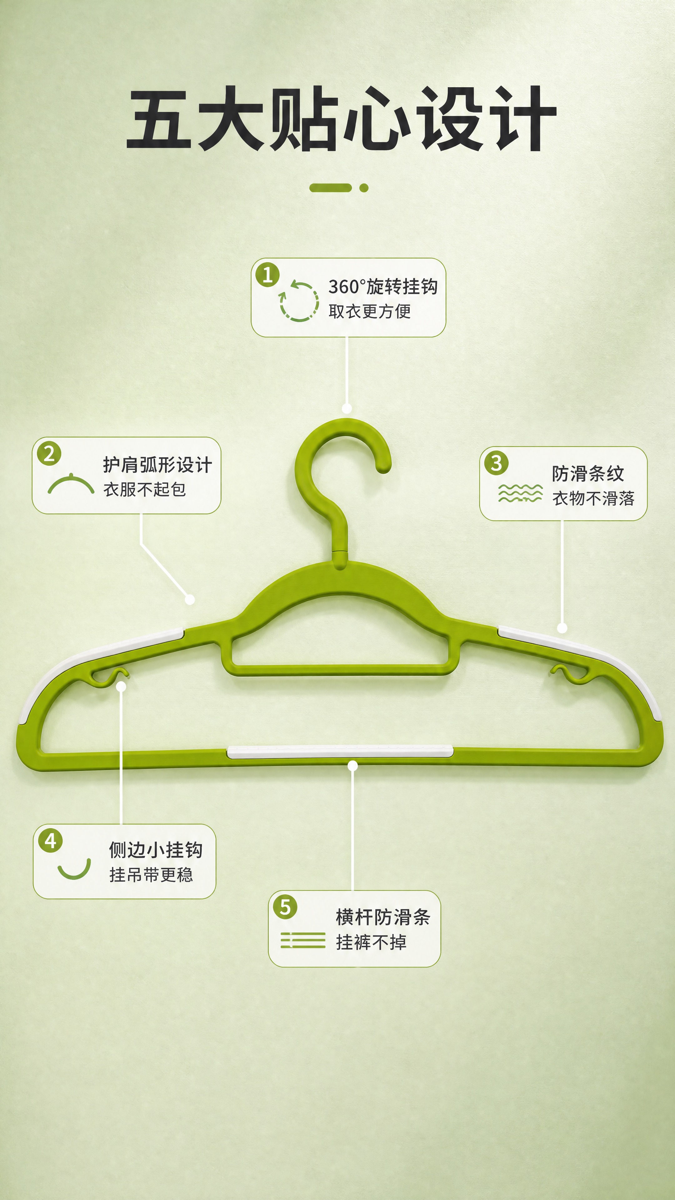 [商品] 使用【图1】绿色360°旋转护肩防滑无痕衣架；保留全… - 图片创意预览