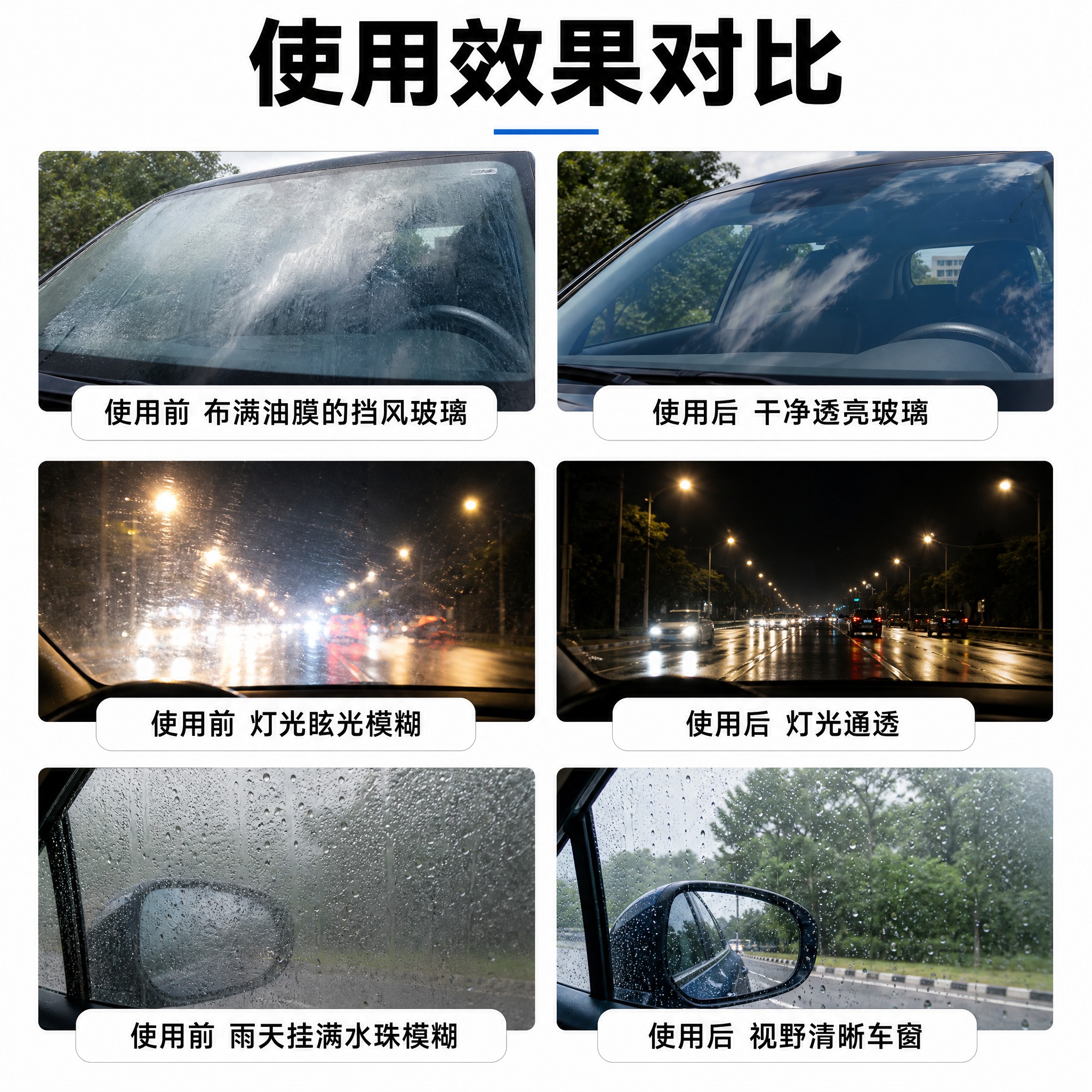 [主图-2] 使用效果对比图，6宫格展示油膜去除前后对比，直观… - 图片创意预览