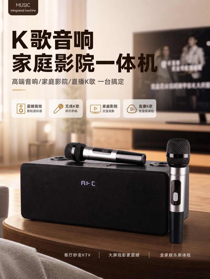 [商品] 使用【图2】黑色长方体K歌音响一体机+两支银黑无线麦… - 图片创意预览