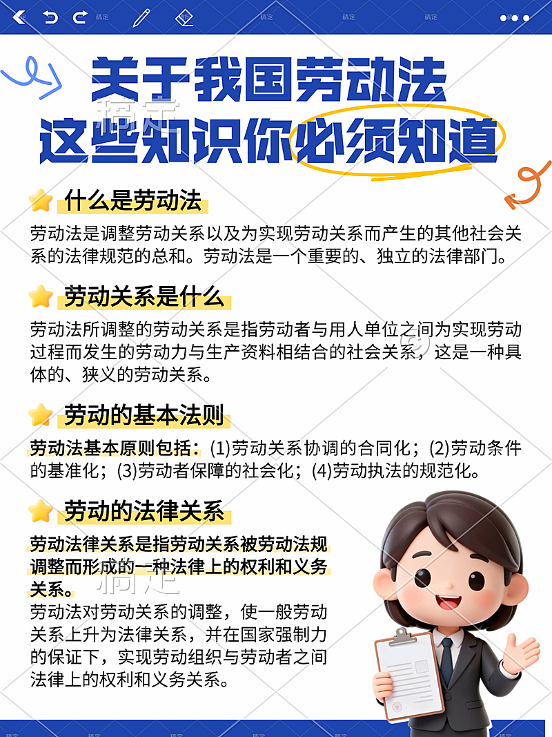 3d卡通风劳动法知识分享小红书配图