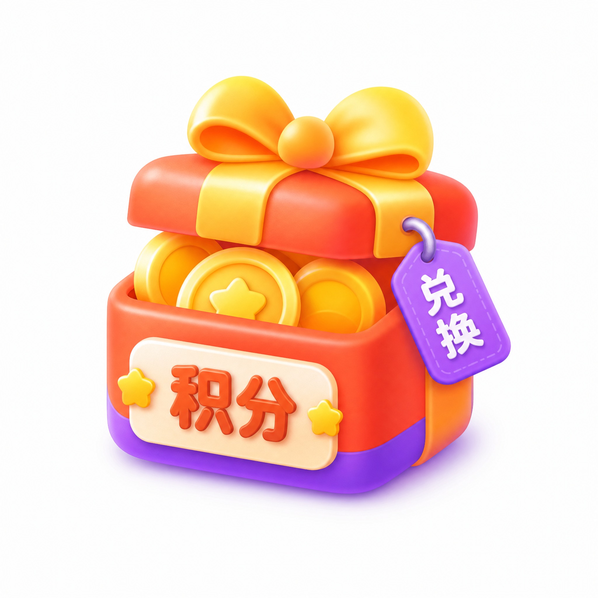 参照参考图的3D卡通可爱图标风格，设计一个积分兑换主题的图标。… - 图片创意预览