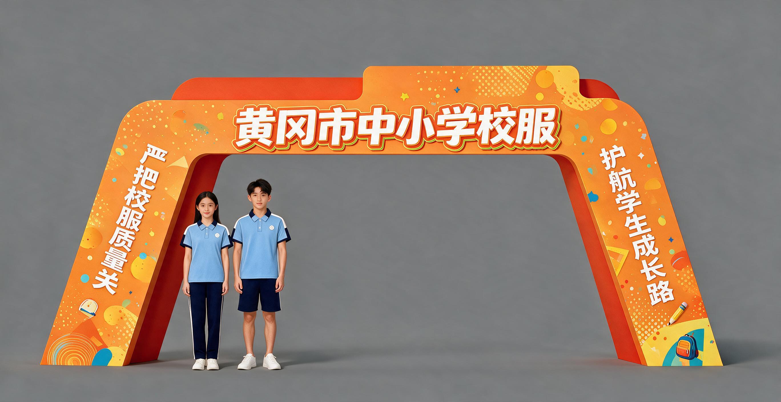 基于上一张橙色拱门美陈图进行修改：1. 将拱门中间的“黄冈市中… - 图片创意预览