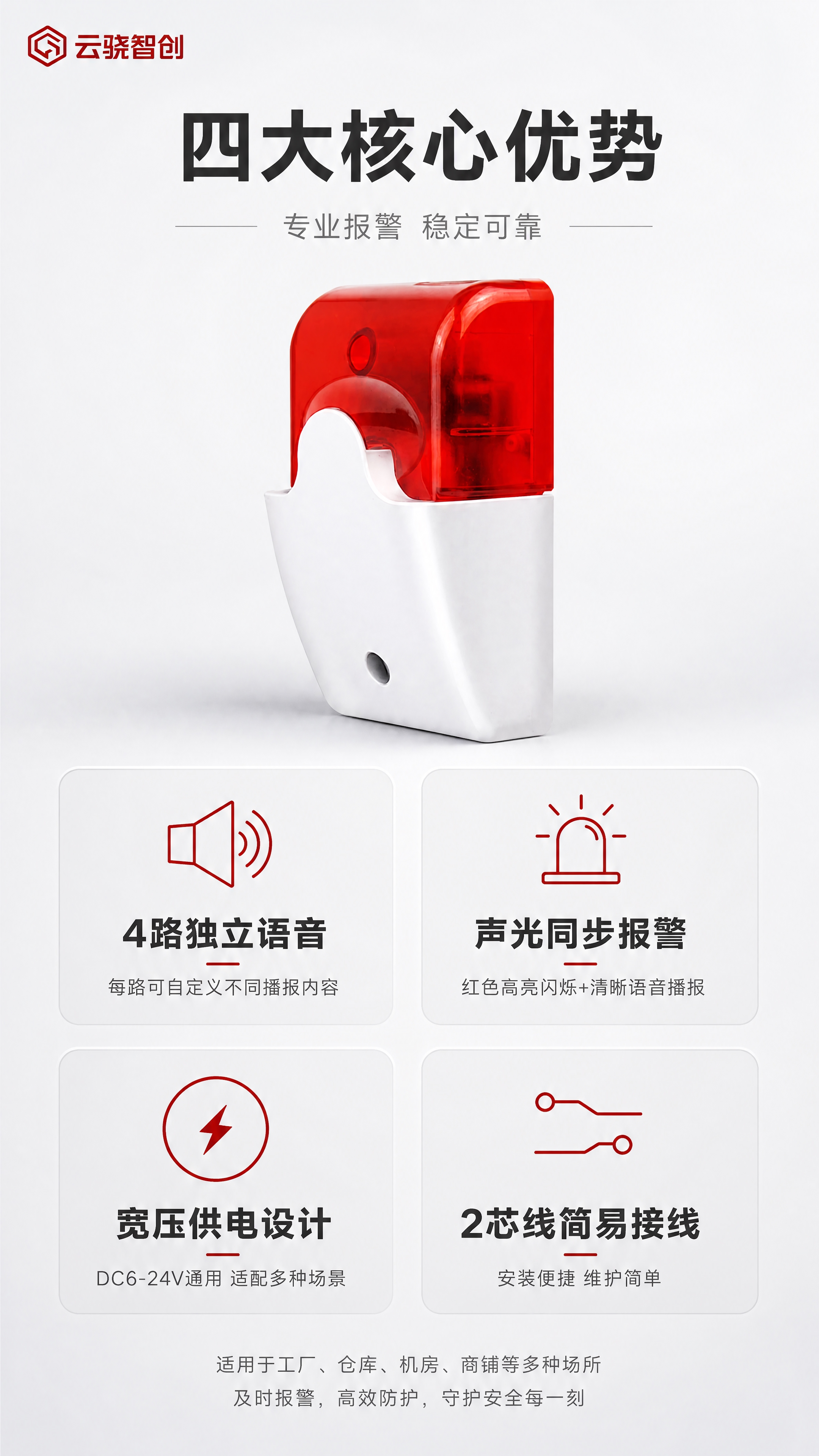 [商品] 使用【图1】自定义语音4路声光报警器；严格保留产品外… - 图片创意预览