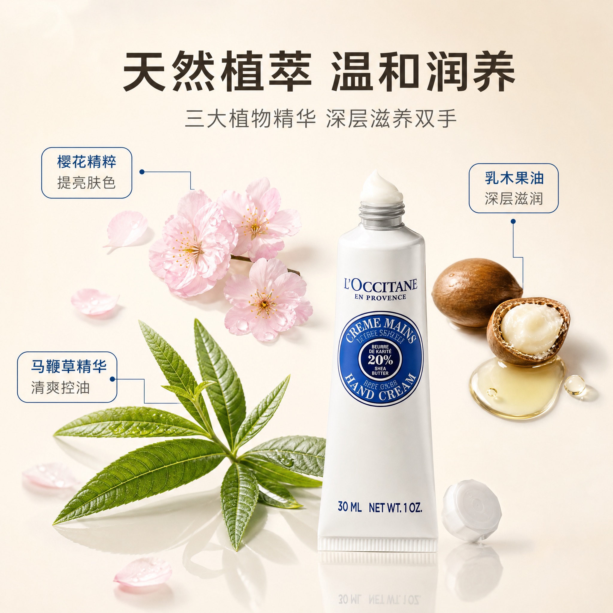 [主图-2] 核心成分解析 天然植物萃取。展示护手霜的三大天然… - 图片创意预览