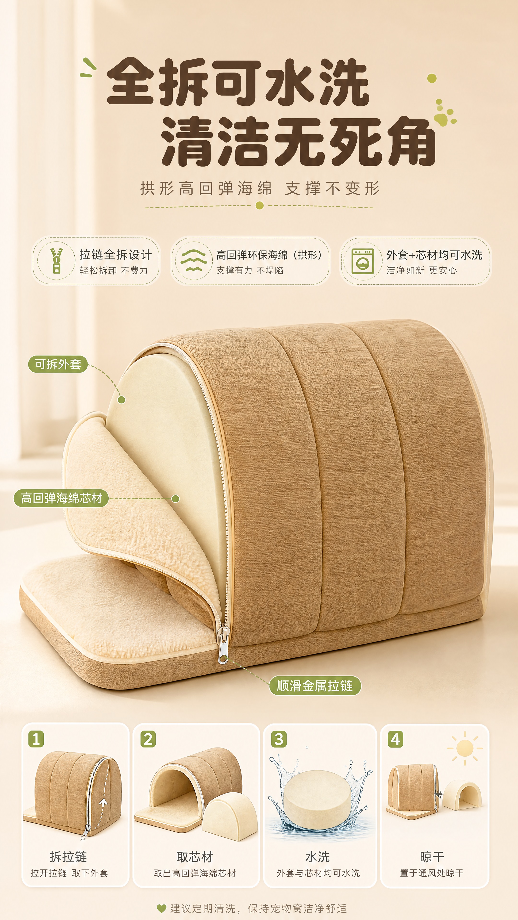 [商品] 使用【图5】宠物窝背面视角+【图1】侧面；保留拱形背… - 图片创意预览