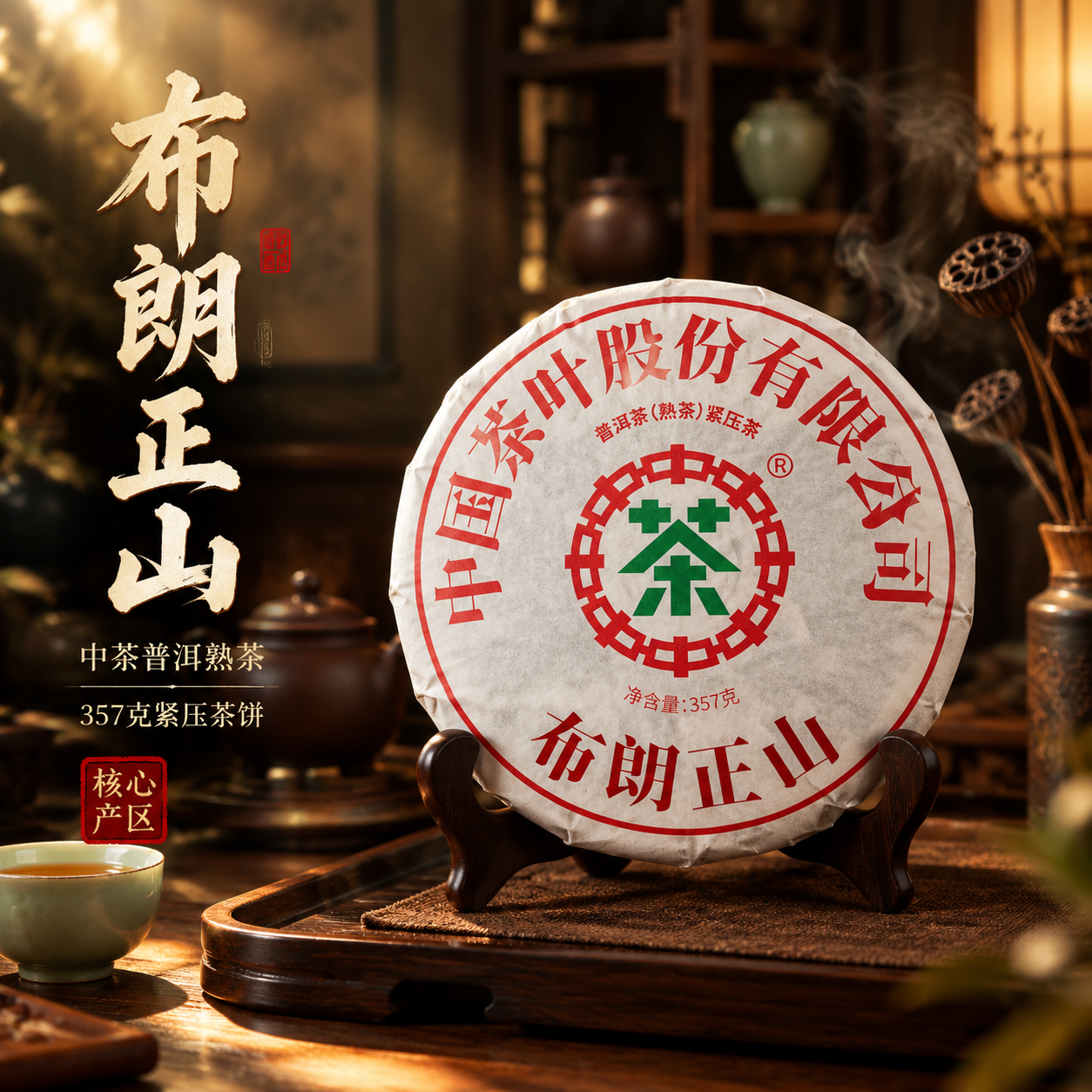 [主图-1 首图点击率] 中茶布朗正山普洱茶饼沉浸式氛围感首图… - 图片创意预览