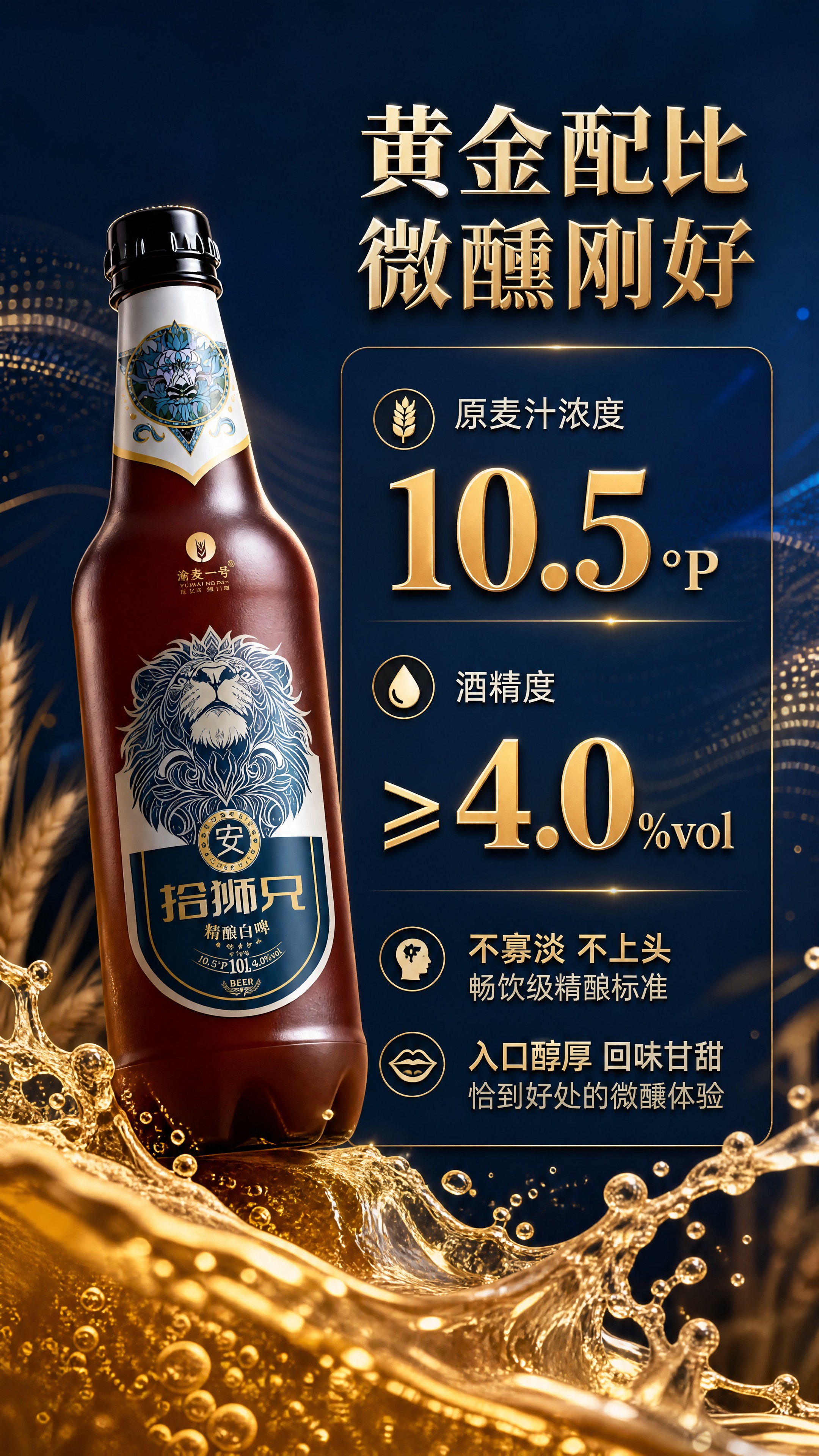 [商品] 使用【图1】渝麦一号·拾狮兄精酿白啤10L装；保留瓶… - 图片创意预览