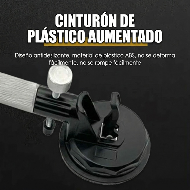 将图片中的英文替换为西班牙语：标题“CINTURÓN DE PLÁSTICO AUMENTADO”，正文“Diseño antideslizante, material de plástico ABS预览效果