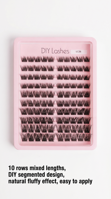 [Main Image 10] Full set packing display for LC26 DIY false eyelashes. Show the entire pink storage预览效果