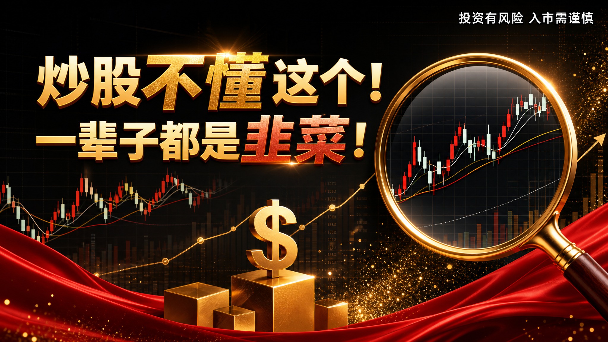 金融股票公众号封面图，16:9横版，参考图风格：黑金红配色，高… - 图片创意预览