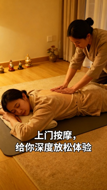 生成50张上门按摩的图片，图片加入一些文字预览效果