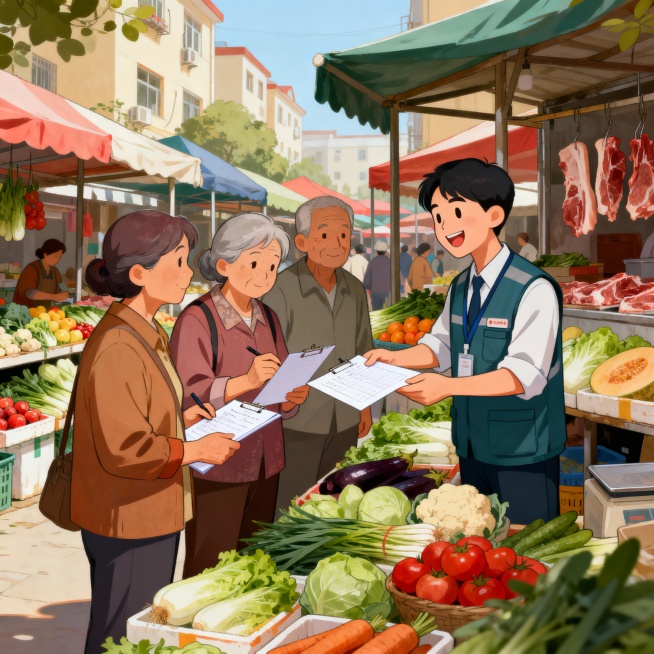 小区市场调查插画预览效果