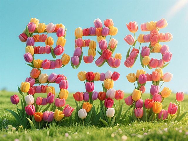 郁金香花组成的“包成活包开花”大字